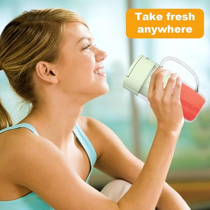 Portable Blender, 10 oz Mini Personal Blender for Smoothies, Fruits, and Veggies with Rechargeable USB, Easy to Clean suitable for Traveling or Camping(Green)