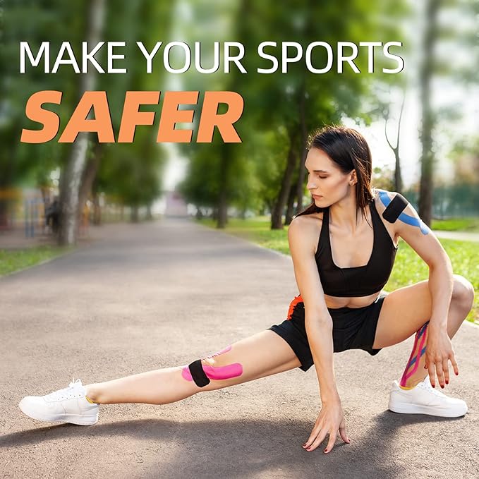 OK TAPE Regular Kinesiology Tape (4 Pack), Original Cotton Athletic Tape for Support Muscle Joint Knee, Sports Waterproof Tape Uncut Strips Latex Free, Hypoallergenic, 2in×16.4ft - Pink