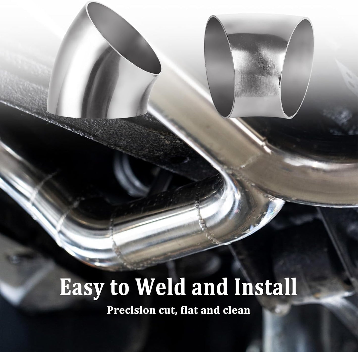 Acrux7 4 Pack 2.5 Inch 45 Degree Exhaust Elbow Pipe, 304 Stainless Steel Mandrel Bend Elbow Thickness 1.5 mm for Car Modified Exhaust, Stair Handrail, Exhaust System