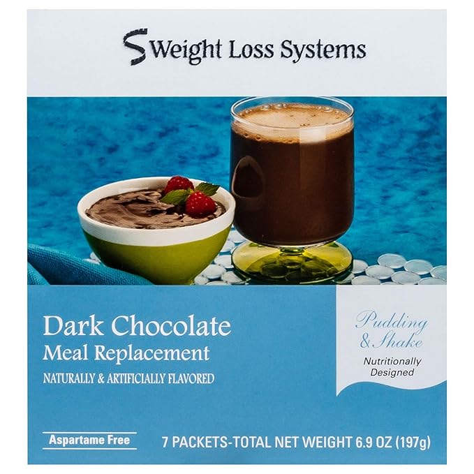 Weight Loss Systems Pudding and Shake Aspartame Free - Dark Chocolate (7/Box) - High Protein - Low Calorie - Low Fat - Low Carb