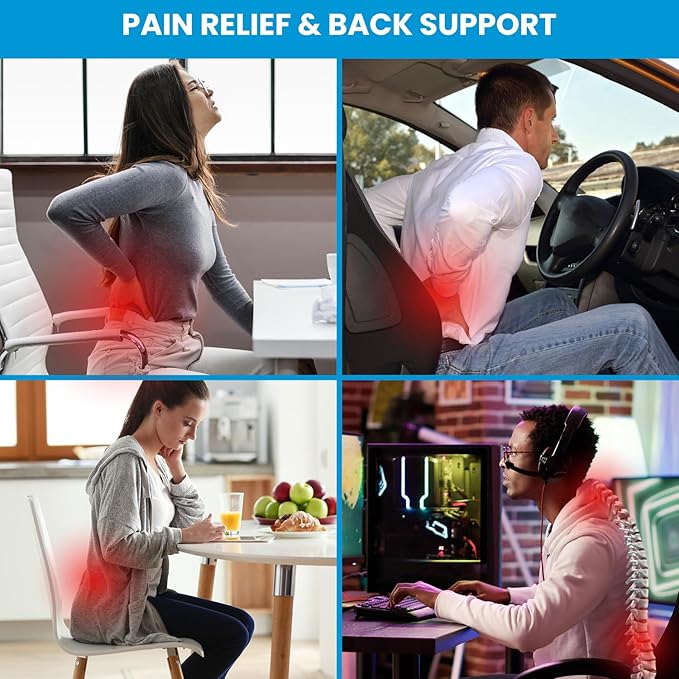 QUTOOL Lumbar Support Pillow for Office Chair,Office Home Essentials,Back Support Pillow for Car, Chair Cushions,Back Pain Relief Improve Posture,Mesh Cover Double Adjustable Straps