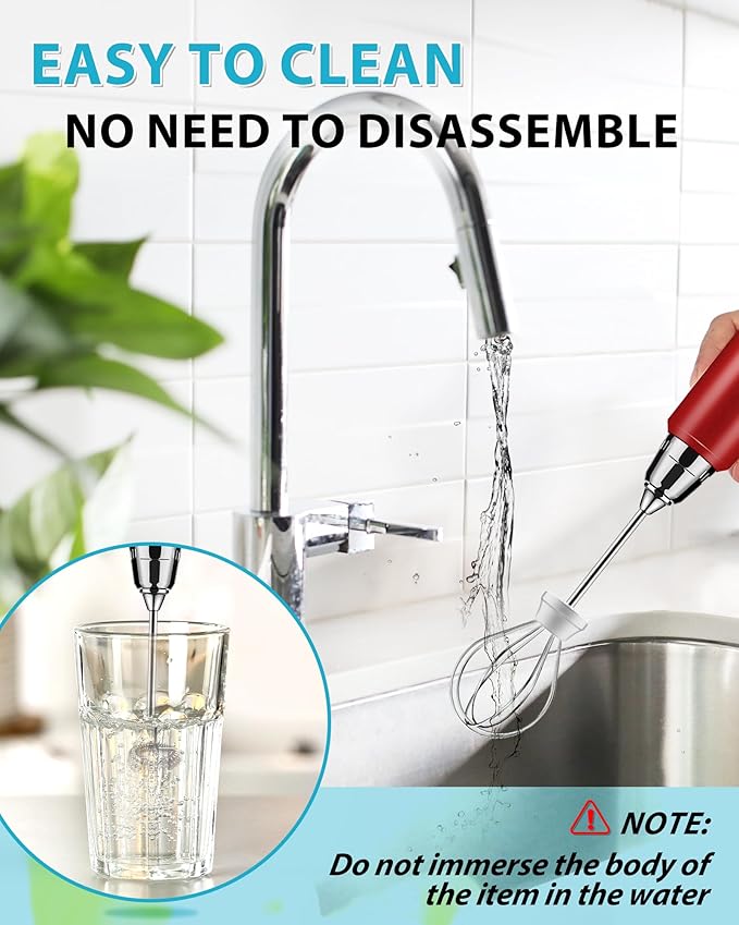 Milk Frother Rechargeable Handheld-Electric Whisk 3 Speed Adjustable, Frother Wand Coffee with 3 Stainless Whisks, Electric Foam Maker, Drink Mixer Blender for Latte Cappuccino Matcha Egg