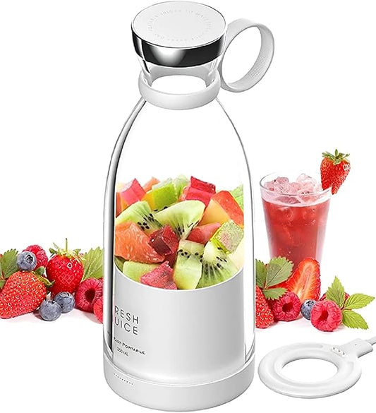 Personal Size Blender, Fresh Juice Portable Blender for Smoothies or Shakes, Personal Mixer, Portable Blender, Wireless USB Rechargeable Fruit Blender for Sports, Camping, Fitness. (White)