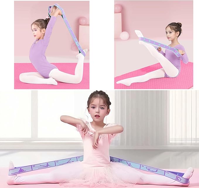 2pcs Stretch Strap for Kids,Elastic Yoga Stretching Strap with Loops, Multi-Loop Adjustable Exercise Stretching Bands,Stretching Resistance Ballet Bands for Dance, Latin, Gymnastics Exercis -8Loops
