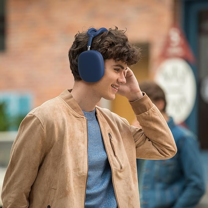 Silicone Case Cover for AirPods Max Headphones, Anti-Scratch Ear Pad/Ear Cups/Headband Cover for AirPods Max, Soft Sweat-Proof Silicone Protector Accessories for Apple AirPods Max (Navy Blue)