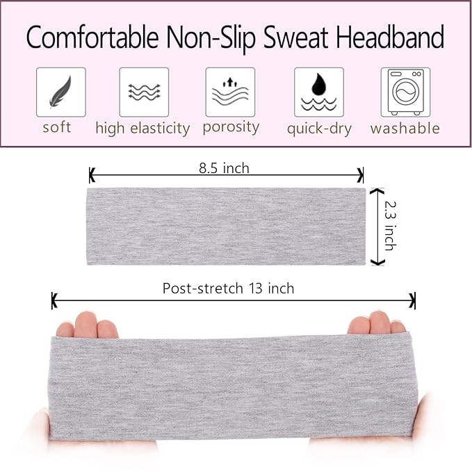 Leeven Headbands for Women Hair Cotton Headband Non-slip Stretchy Elastic Head Wrap Holder Hair Accessories