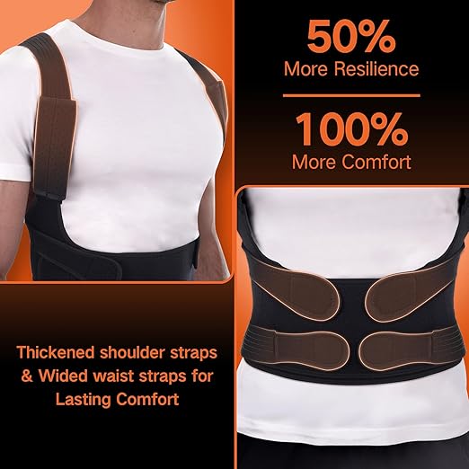 Posture Corrector for Men & Women – Adjustable Full Back Brace for Upper & Lower Back Support, Spine Alignment & Pain Relief - Large