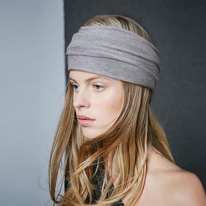 DRESHOW Wide Headbands for Women Elastic Turban Hair Bands Boho Head Bands for Women's Hair Non-Slip Yoga Workout Hairband Girls Accessories 4 Pack