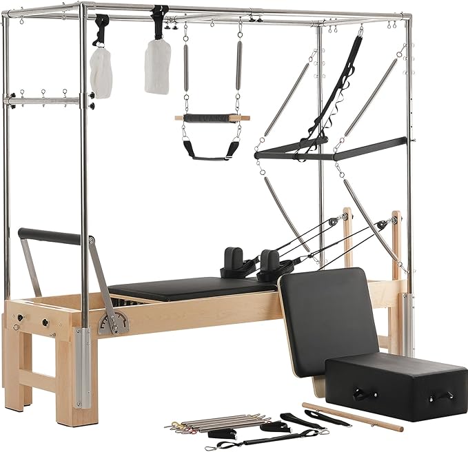 VEVOR Pilates Reformer Machine, Pilates Workout Equipment for Home Gym Studio Use, Pilates Bed with Dual Resistance- Spring & Cord, Reformer Set, Up to 400 LBS
