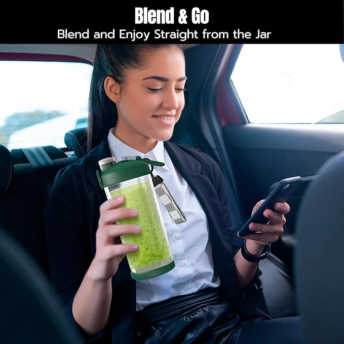 SSKAWorldwide Portable Blender - 21oz Smoothie Blender Rechargeable Small Blender with 6 Blades Personal Blender for Home Office Gym Sports and Travel (Green)