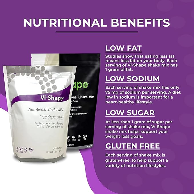 Vi-Shape Original Nutritional Shake Mix Sweet Cream Flavor | 22oz (2 Bags, 48 Servings)