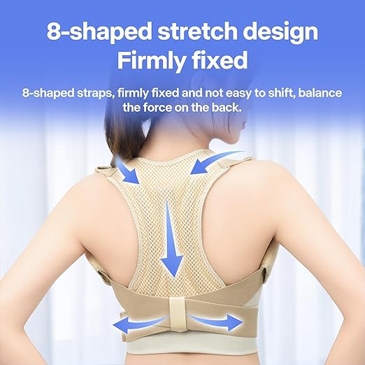 Posture Corrector for Breathable Back Brace Support: Adjustable Shoulder Straightener, Upper Spine Support - Neck, Shoulder, Clavicle and Back Pain Relief (Large)