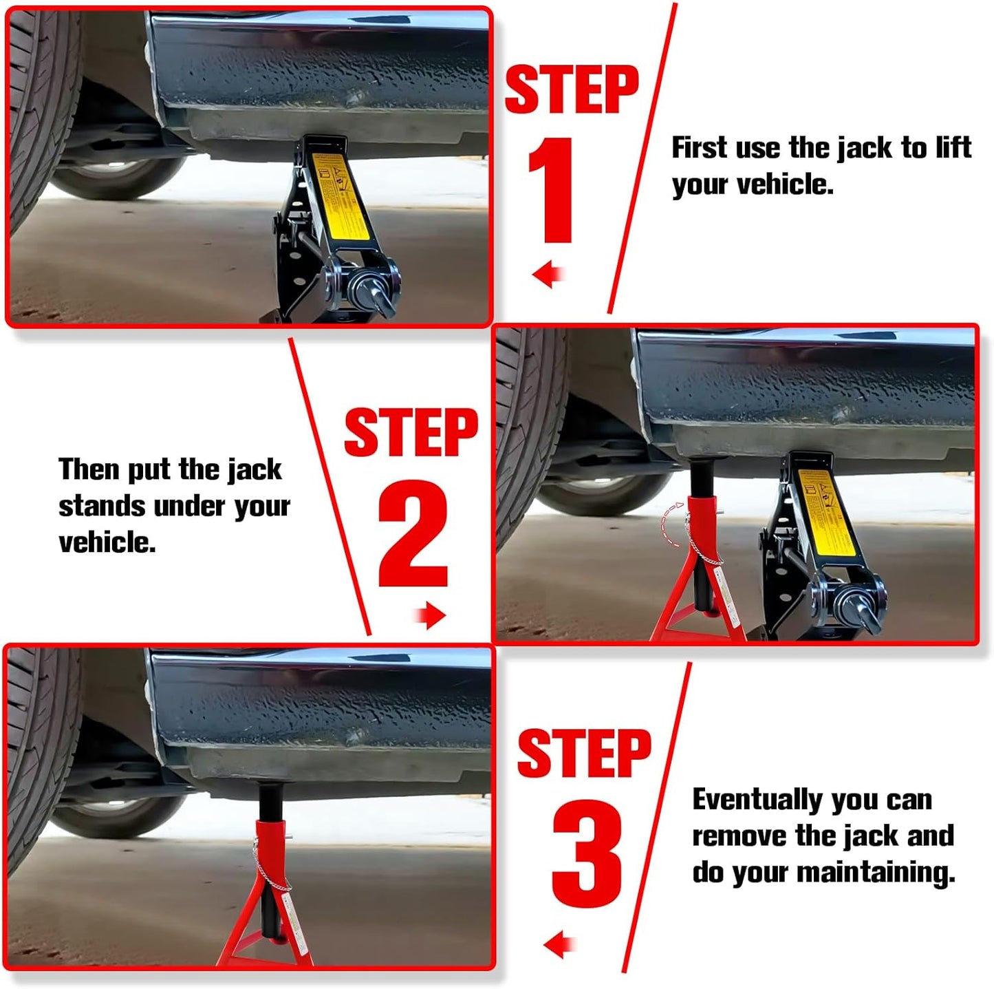 Jack Stands 3 Ton (6,600 LBs), 12"-18.7" Adjustable Height with Mobility Safety Pin,Heavy Duty Jack Stands for Cars,Home,Garage,Workshops,Lifting SUV, Pickup Truck,Car Jack Stand,1 Pair