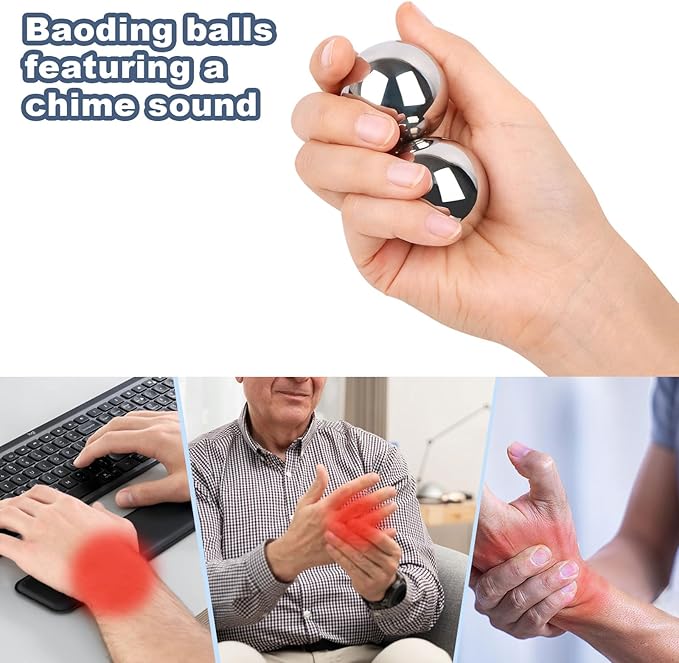 1.5-inch Baoding Balls with Chime: Stainless Steel Baoding Balls, Hand Massage, Meditation Balls — Suitable for Home/Office Exercise, Stress Relief, Anxiety Reduction, and as Holiday Gifts