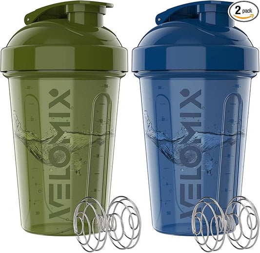 '-2 Pack- 20 oz Protein Shaker Bottles for Protein Mixes - 2x Wire Whisk | Leak Proof Shaker Cups for Protein Shakes and Pre Workout | Protein Shaker Bottle Pack