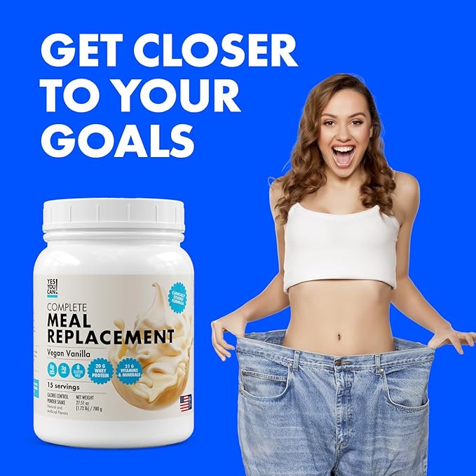 Yes You Can! Complete Meal Replacement - 15 Servings, 20g of Protein, 0g Added Sugars, 21 Vitamins and Minerals - All-in-One Nutritious Meal Replacement Shake (Vanilla)