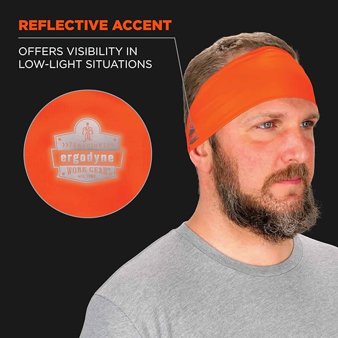 Ergodyne Chill-Its 6634 Cooling Headband, Sports Headbands for Men and Women, Moisture Wicking
