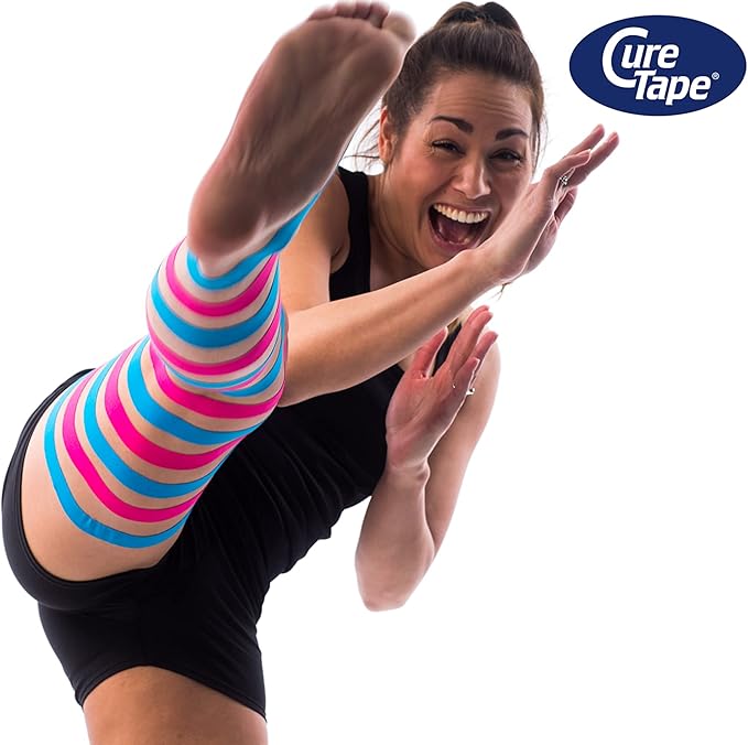 CureTape Sports | Kinesiology Tape for Muscle & Joint Pain | Elastic Therapeutic Tape | Waterproof Athletic Tape | Medical K Tape | 30% Stronger Adhesion | Pink | 2inx16ft | (Pack of 1)