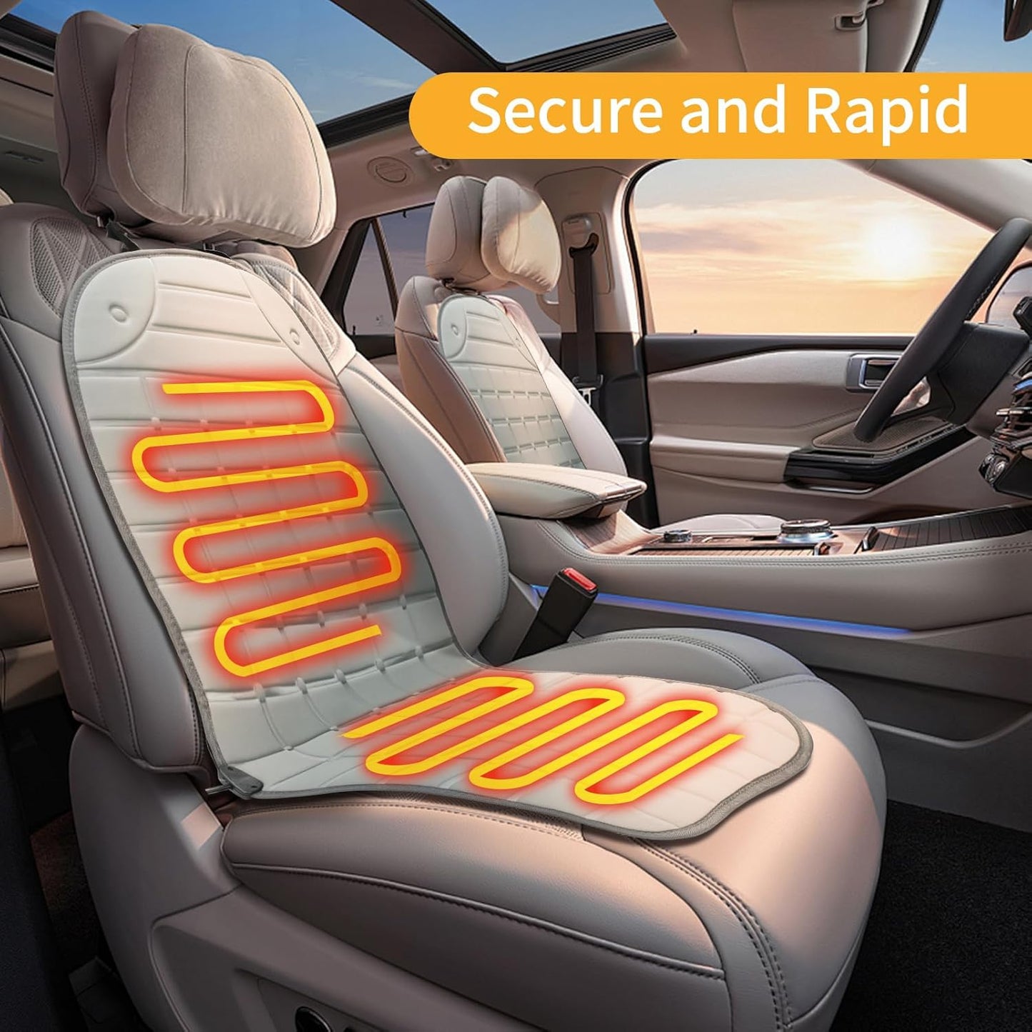 2 Pack Winter Seat Cushion - Portable Comfortable Fiber Seat Cover with Adjustable Buckle for Full Back and Seat (Gray)