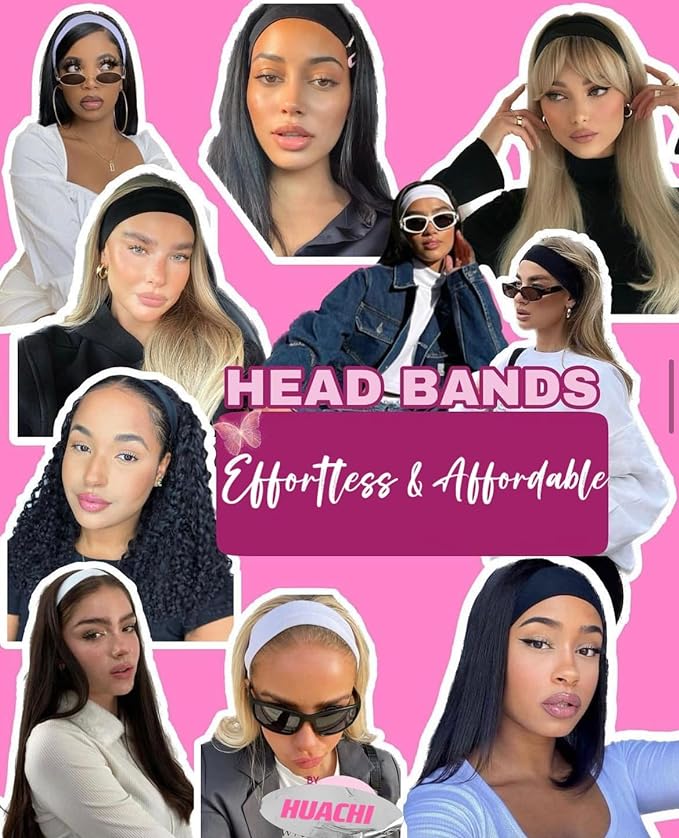 Pink Headbands for Women 16 Pack Elastic Hair Bands for Women' Hair Non Slip Soft Cloth Fabric Trendy Head Bands, White & Pink