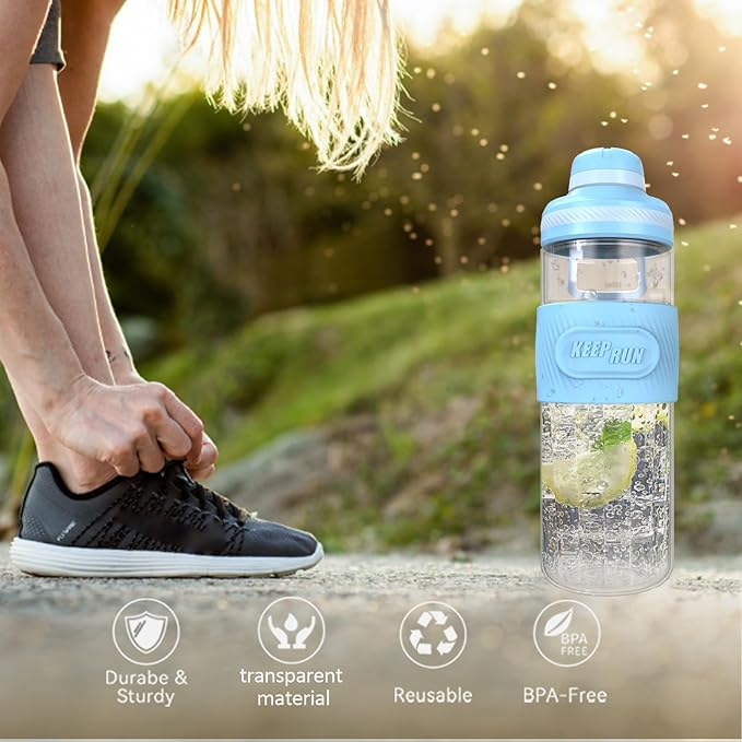 Shaker Bottle - 650ml/23oz, Durable & Leak-Proof, Ideal for Super Creamy Fitness Protein Shakes - Blue