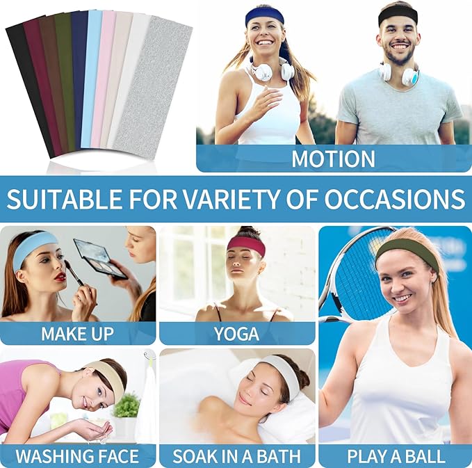 20 Pcs Headbands for Women Non Slip, Soft Milk Silk Cotton Cloth Hair Bands, Hair Accessories for Women, Workout Stretchy Head Bands for Women's Hair for Yoga Running Sports