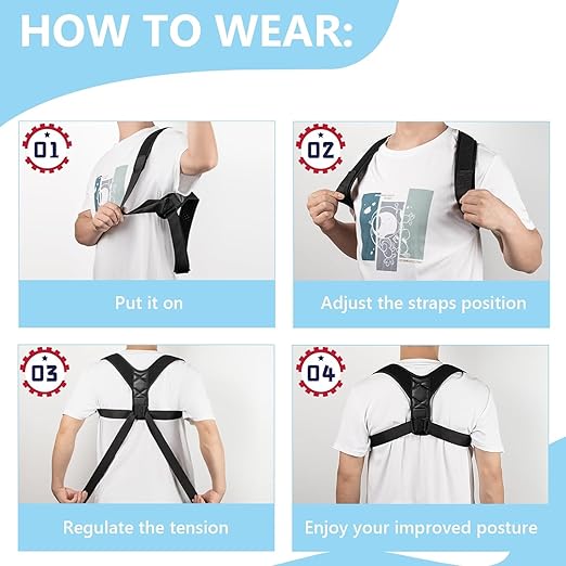 Posture Corrector for Women & Men, Adjustable Back Brace for Posture Support, Breathable & Invisible Upper Back Straightener – Relieves Neck, Shoulder, Clavicle Pain, Improves Alignment for Sitting