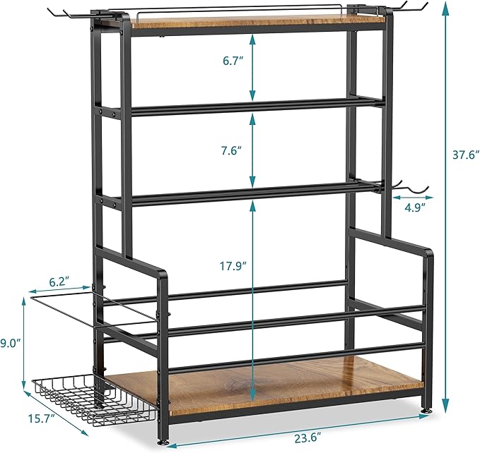 Gym Home Equipment Weight Rack – 3‑Tier Workout Storage Stand for Dumbbells & Kettlebells, Medicine Ball Holder, 460 lb Steel Organizer with Yoga Mat Basket, Hooks, Adjustable Feet, 24 x 16 in