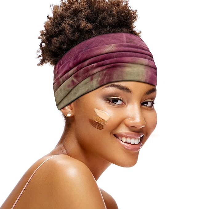 S&N Remille Wide Headbands for Women, Large Hairband, Elastic Non-Slip Headband Twist Knotted Accessories, Yoga Workout Vintage Hair 3 Pack (Colour-4)