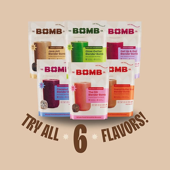 The Bomb Co. Blender Bomb, Java Jolt, Superfood Smoothie Mix With Coffee & Amino Acids for Energy Support, High Fiber 10 Servings