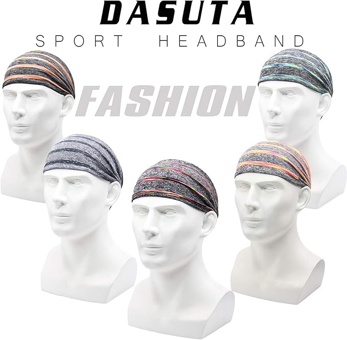 5 Pack Workout Headbands for Women, Non Slip Sport Sweatbands Yoga Wide Hairbands for Running Fitness Travel Elastic Moisture Wicking