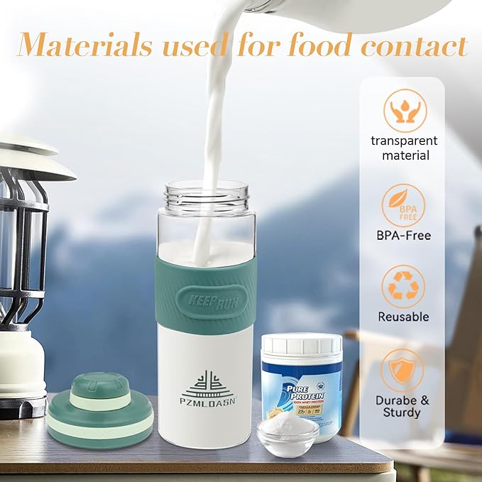 Shaker Bottle for Protein Mixes - Super Creamy Fitness Protein Shakes, 650ml/23oz - Durable, Leak-Proof (Green)