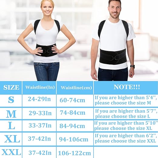 PAZAPO Posture Corrector for Men and Women - Back Brace Full Back Support Straightener for Hunchback - Upper and Lower Lumbar to Relieve,Medium(29-33 Inches)