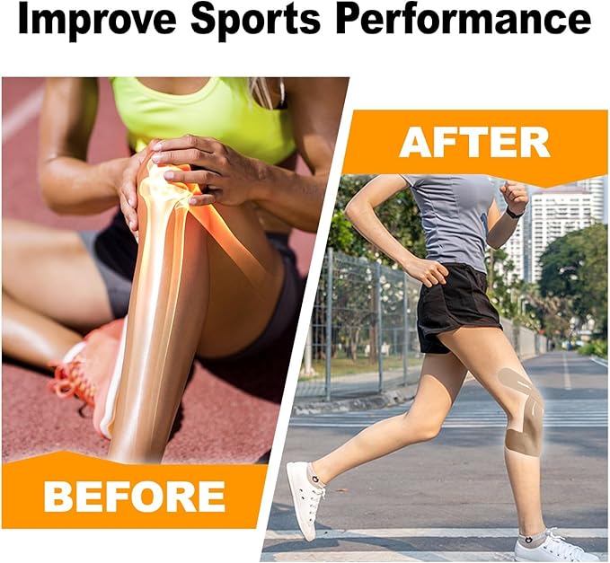 Precut Kinesiology Tape for Knees,15-30 Pcs – Elastic Knee Support & Stability, Pain Relief – Waterproof, Breathable, Hypoallergenic Athletic Tape