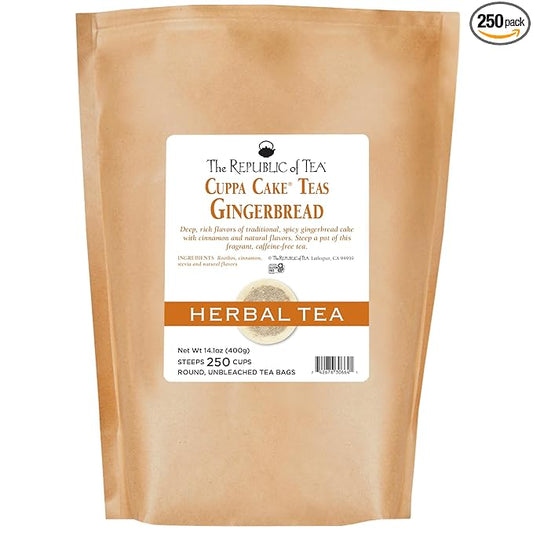 The Republic of Tea Gingerbread Cuppa Cake Tea, 250 Tea Bags, Healthy Rooibos Dessert Tea