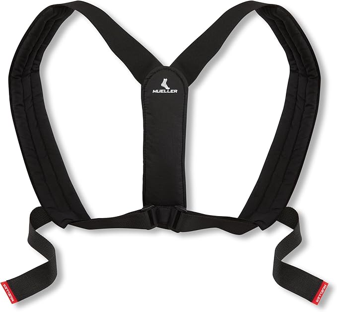 MUELLER Sports Medicine Posture Corrector for Women and Men, Adjustable Back Support for Scoliosis, Kyphosis & Text Neck, One Size, Black