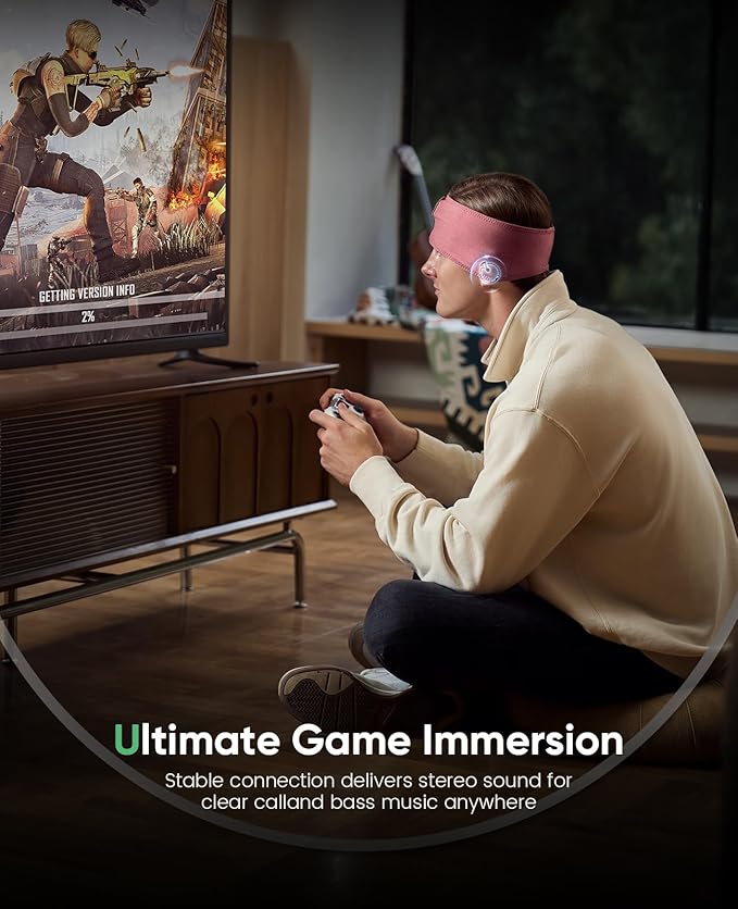 Perytong Sleep Headphones Bluetooth Headband Headphones Wireless Earphones Hi-Fi Music Headband Earbuds, Sleeping Ear Muffs Sleep Mask Gifts for Men Women Kids Teens