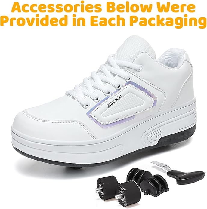 Wooowyet Roller Skate Shoes for Kids Boys Girls Rechargealbe Wheels Sneakers Fashion Roller Wheeled