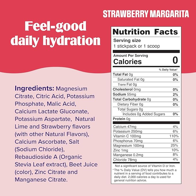 Ultima Replenisher Daily Electrolyte Powder Drink Mix – Sugar Free – Strawberry Margarita, 90 Servings – Hydration Powder with 6 Key Electrolytes and Trace Minerals – Keto Friendly, Non-GMO
