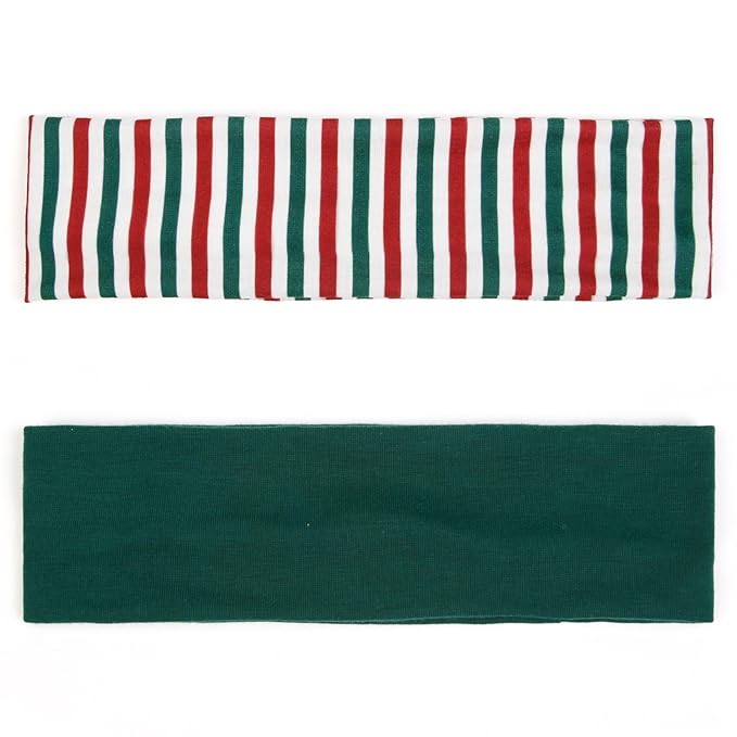 TERSE Christmas Headbands for Women - Short Hair Striped Non Slip Elastic Sweat Bands - Soft Fabric - Workout Yoga Running Sport Christmas Accessories