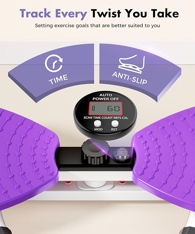 Waist Twisting Machine Fitness Tool, Ab Twister Board with the Smart LED Digital Monitor, 330LBS Capacity & 20dB Ultra-Quiet, Anti-Slip Home Gym Workout Equipment for Women Belly Fat