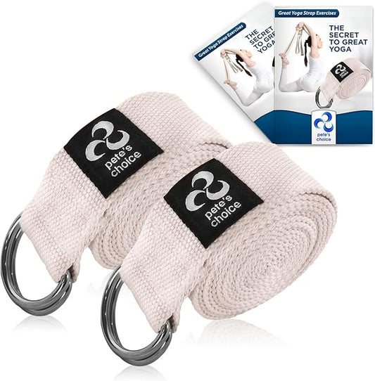 2-PACK or 5-PACK Yoga Exercise Adjustable Straps 8Ft | BONUS eBook | with Durable D-Ring For Pilates & Gym Workouts | Hold Poses, Stretch, Improve Flexibility & Maintain Balance