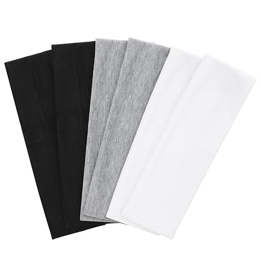 DERAYEE Headbands for Women, 6 Pcs Elastic Headbands Soft Fabric Non Slip Hair Bands for Women Yoga Sports Workout (9 x 2.5 Inch)