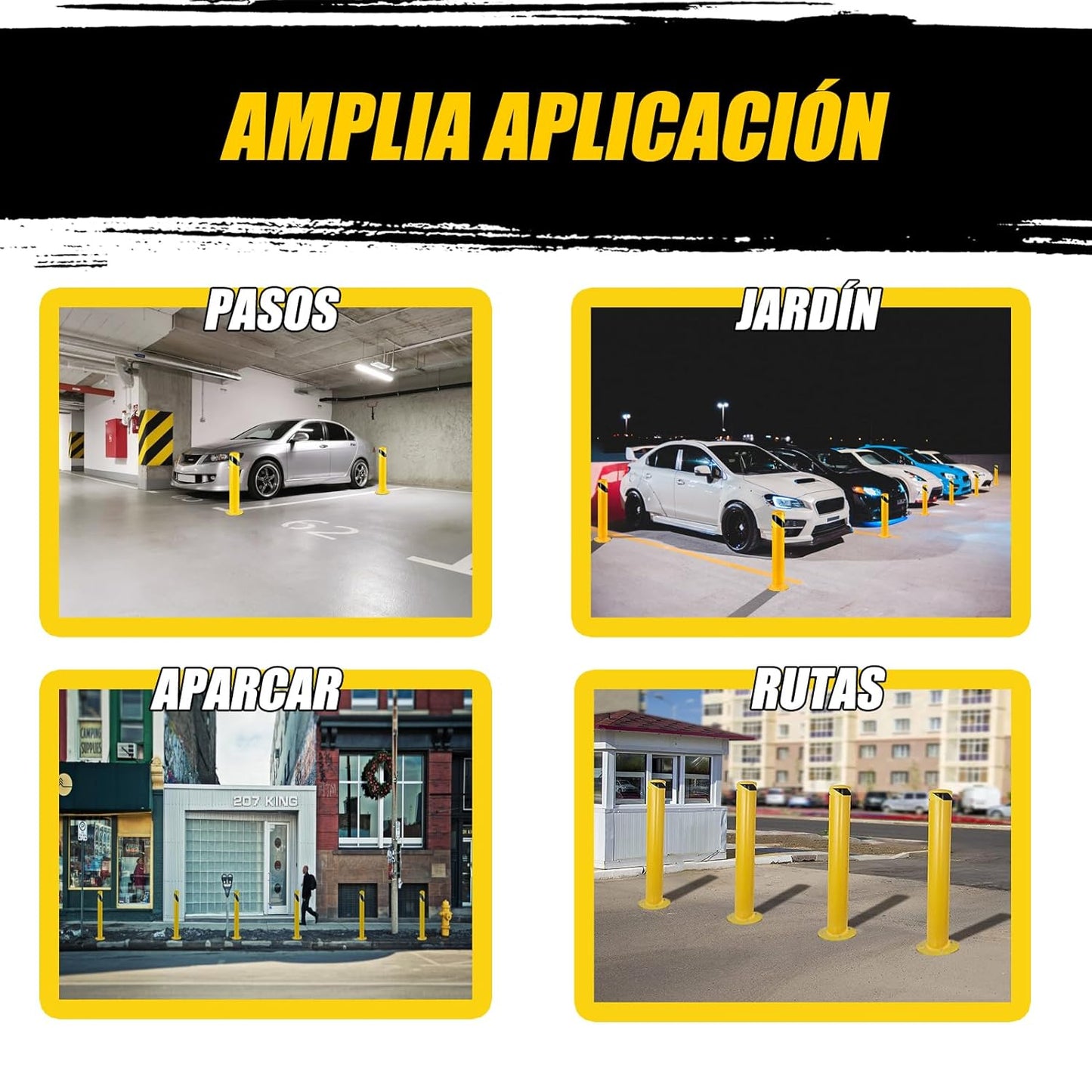 Safety Bollard Post, Steel Bollards,Parking Bollard, Yellow Powder Coated Safety Parking Barrier Post, for Traffic Sensitive Areas (12, 36"H*3.5"D)