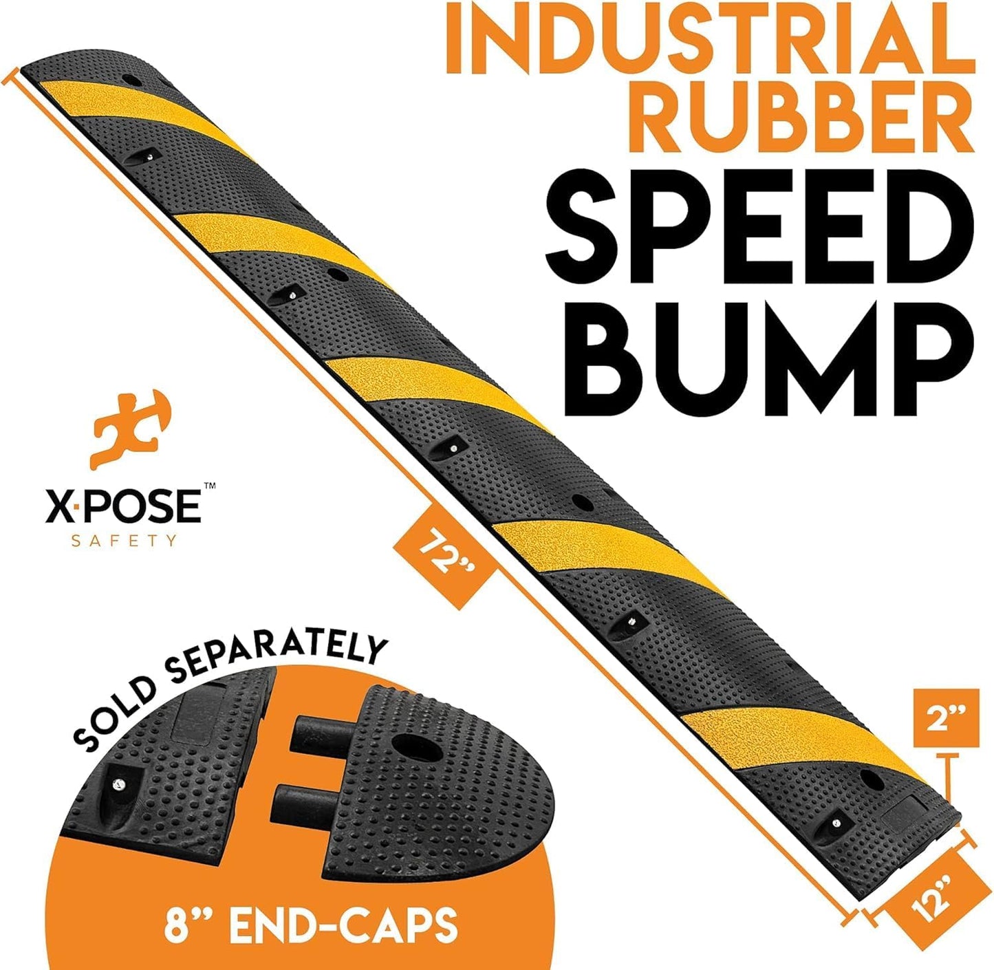 Xpose Safety 2-Pack Speed Bump Strips – 6 Ft Rubber Speed Humps with Modular Interlocking Design - Stop and Slow Cars - for Outdoor, Road, Ramp Ends, Driveway Curb Ramps