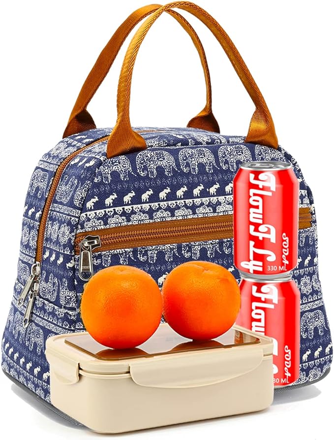 FlowFly Insulated Lunch Cooler Bag - Tote Bag Organizer for Women/Men, Elephant