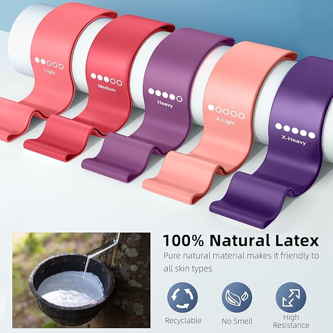 Resistance Bands for Working Out, Elastic Exercice Loop Bands for Physical Therapy, Yoga Starter Set of Stretch Bands for Booty Legs, Pilates Flexbands