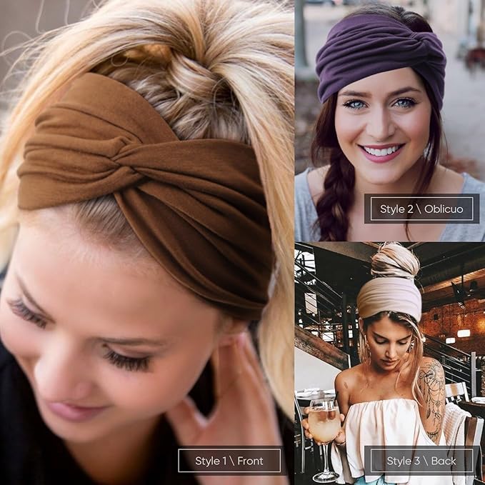 DRESHOW 8 Pcs Women's African Wide Headbands Turban Vintage Wrap Sport Workout Hair Accessories