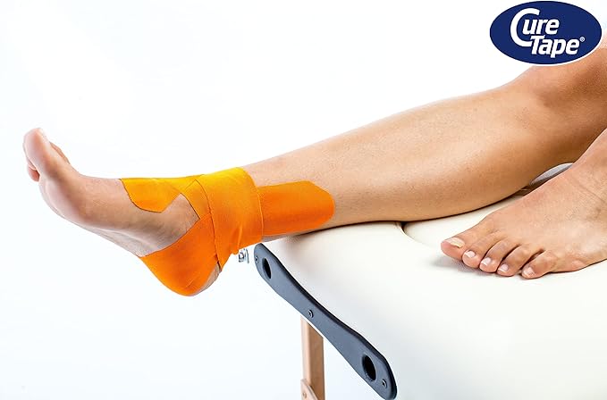 CureTape Sports | Kinesiology Tape for Muscle & Joint Pain | Elastic Therapeutic Tape | Waterproof Athletic Tape | Medical K Tape | 30% Stronger Adhesion | Orange | 2inx16ft | (Pack of 1)