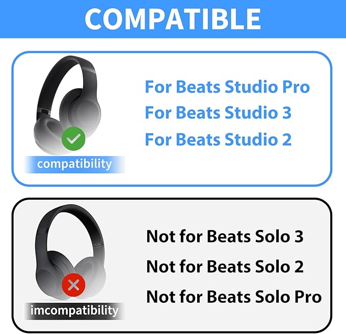 Adhiper Silicone Sweat Headband Cover for Beats Studio Pro & Studio 3 Headphones, Silicone Cover Headphone Cover Accessories for Bose QuietComfort Ultra Headphone, Washable & Sweatproof - Black